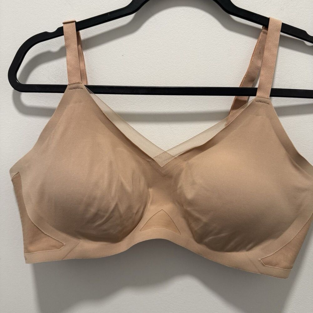 New  Honeylove Liftwear Crossover  Lace Wireless Bra Sand Sz L